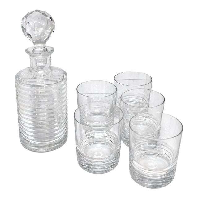 Crystal Whisky Bottle and Glasses from Baccarat, Set of 6 For Sale
