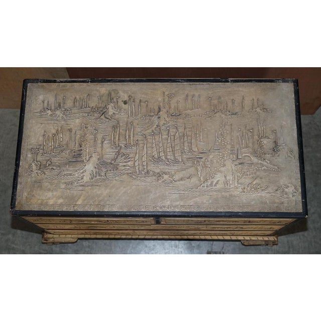 Wood Chinese Carved Camphor Wood Chest of Drawers, 1920s For Sale - Image 7 of 18