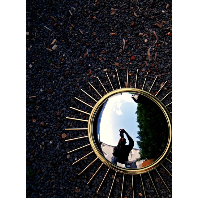 Mid-Century 1960s Witch's Eye Sunburst Mirror in Gold Brass There's nothing better than a witch's eye sunburst mirror to...