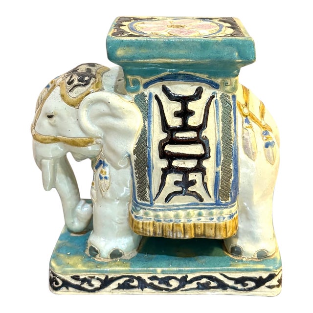 Painted Pottery Elephant Statue / Figurine For Sale