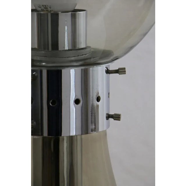 Mid-Century Modern Space Age Italian Birillo Table Lamp in Glass and Steel from Mazzega, 1960s For Sale - Image 3 of 12
