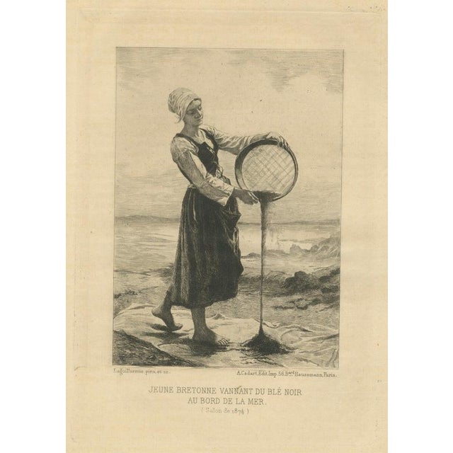 Paper Laguillermie, Young Breton Woman Winnowing Buckwheat by the Sea, 1875, Paper For Sale - Image 7 of 7
