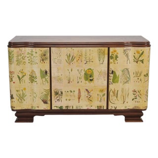 1940s Swedish Modern Nordens Flora Botanical Sideboard Cabinet For Sale
