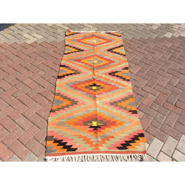 1960' S Bohemian - Turkish Kilim Runner - 36" X 85" For Sale - Image 9 of 9