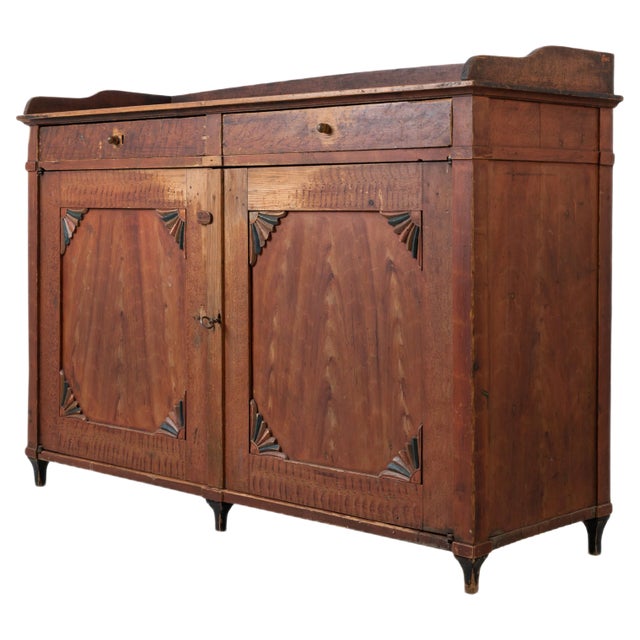 Low and Wide Red Swedish Sideboard For Sale