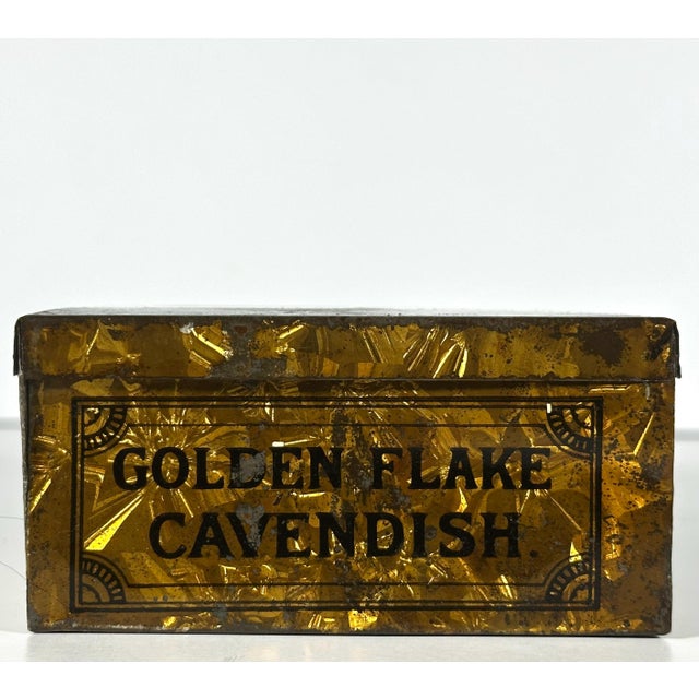 Art Nouveau Antique Pioneer Tobacco Tin: Richmond Cavendish Golden Flake Litho Box For Sale - Image 3 of 10