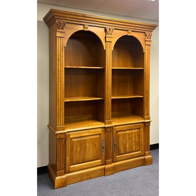 Traditional Ethan Allen Legacy Double Arch Bookcase For Sale - Image 3 of 11