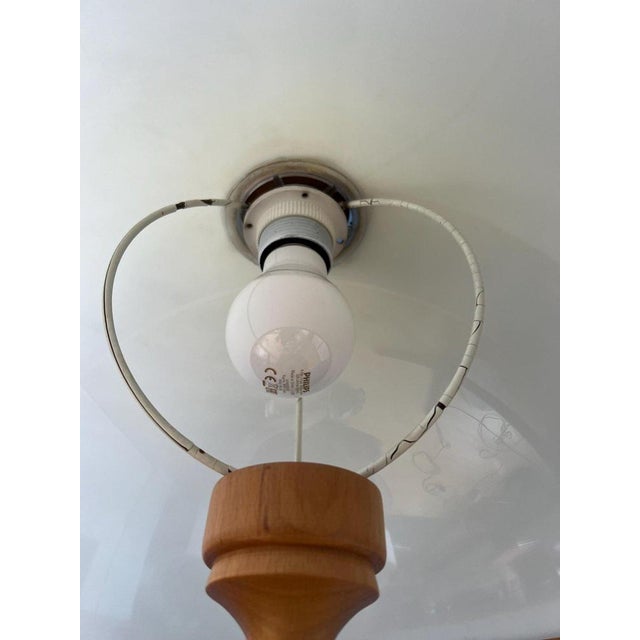 White Acrylic Glass Ceiling Pendant Lamp with Wooden Elements from Steinhauer For Sale - Image 10 of 11