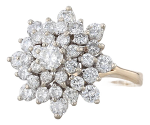 Mid 20th Century 2.50ctw Diamond Cluster Engagement Ring 14k Yellow White Gold Size 11.25