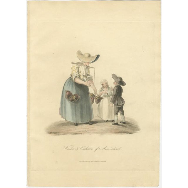 Hollywood Regency After Miss Semple, Woman and Children of Amsterdam, 1817, Engraving For Sale - Image 3 of 9