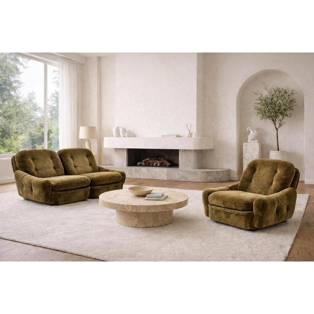 This rare three-piece modular lounge set captures the essence of European furniture design in the 1970s—a period when...