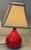 Textile Vintage Mid Century Modern Red Ceramic Teardrop Table Lamp For Sale - Image 7 of 8