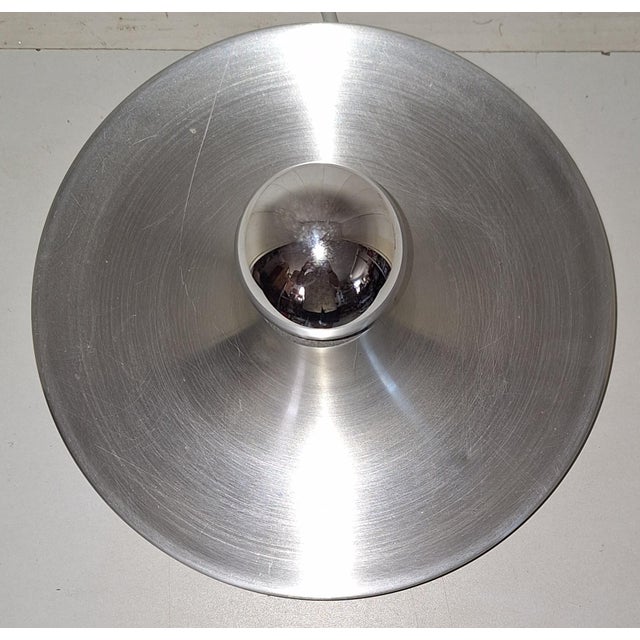 Vintage Minimalist Disc Ceiling Lamp in Aluminum, 1970s For Sale - Image 6 of 7