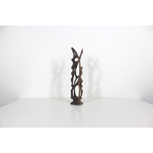 Vintage Abstract Art Wood Sculpture, Acrobats, Dancers, Hand Carved From a Single Piece of Wood, Smooth Curvy, Original One of a Kind Teak For Sale - Image 6 of 10