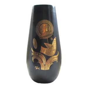 1960s Georges Briard for Hyalyn Mid Century Modern Black & Gold "Midas" Vase