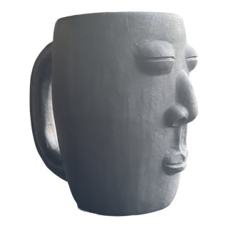 Contemporary Oaxacan Barro Sculptural Face Art/Coffee Cup For Sale