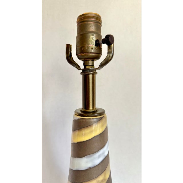 Swedish Modern Ingrid Atterberg Glazed Pottery Spiral Table Lamp For Sale In Los Angeles - Image 6 of 9