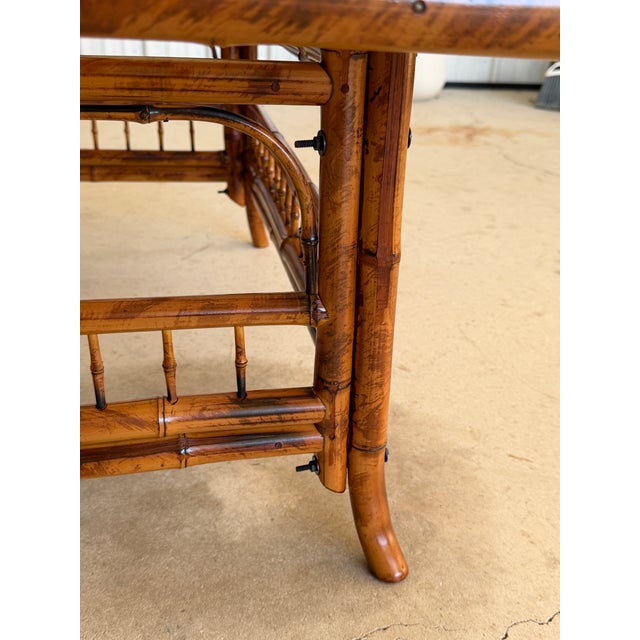 Wood Restored Mid-Century Brighton Pavilion Style Scorched Bamboo 42" Coffee Table For Sale - Image 7 of 12