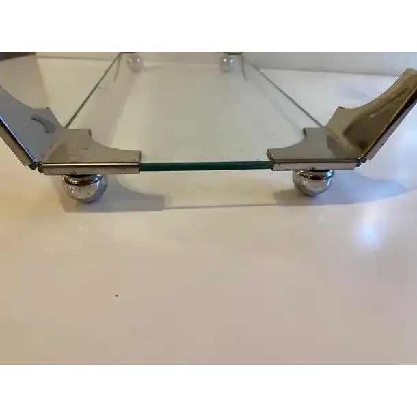 Mid-Century Modern 1960s Glass & Chrome Magazine Rack For Sale - Image 3 of 8