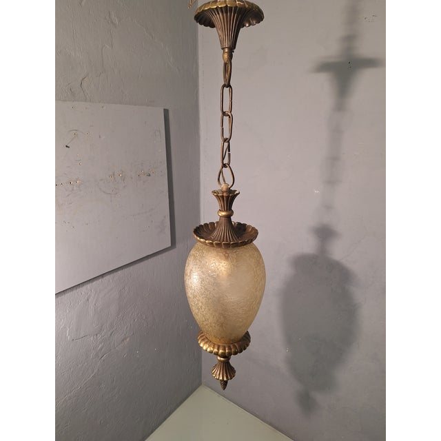 Chandelier in Bronze Decorated with Acidic Glass by Archimedes Seguso for Seguso Murano, 1940s For Sale - Image 9 of 11