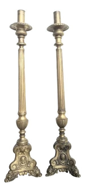Antique French Brass Altar Sticks