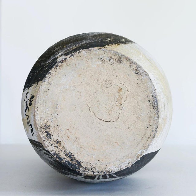 Black Abstract Studio Pottery Black and White Vase, 1980s For Sale - Image 8 of 10