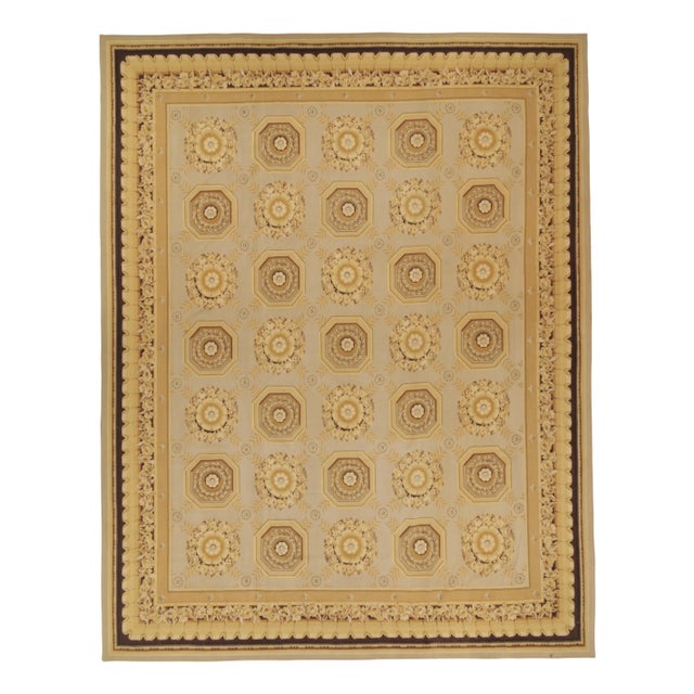 Gold Rug & Kilim’s Aubusson Style Flat Weave in Gray, Beige and Gold Floral Pattern For Sale - Image 8 of 8