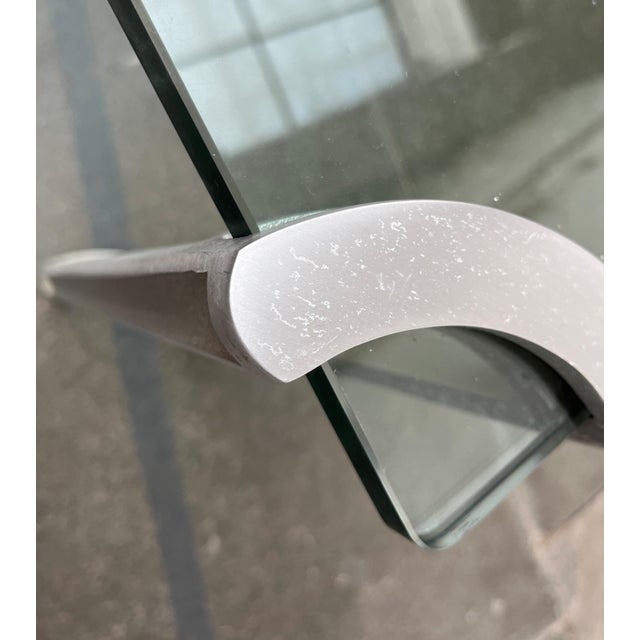 Vintage Space Age Glass and Aluminum Couch Table attributed to Peter Ghyczy, 1970s For Sale - Image 13 of 18