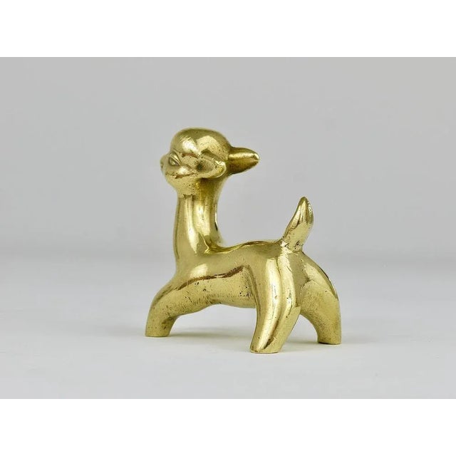 Gold Mid-Century Brass Fawn Figurine by Walter Bosse for Hertha Baller, Austria, 1950s For Sale - Image 8 of 12