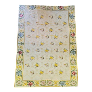 Antique Portuguese Needlepoint Rug For Sale