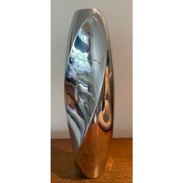 Vintage 10.5 “ Tall by 3.25” in Diameter, Nambé Vase. Spiral Style. Artist is Fred Bould. Aluminum Metal Alloy. Style #...