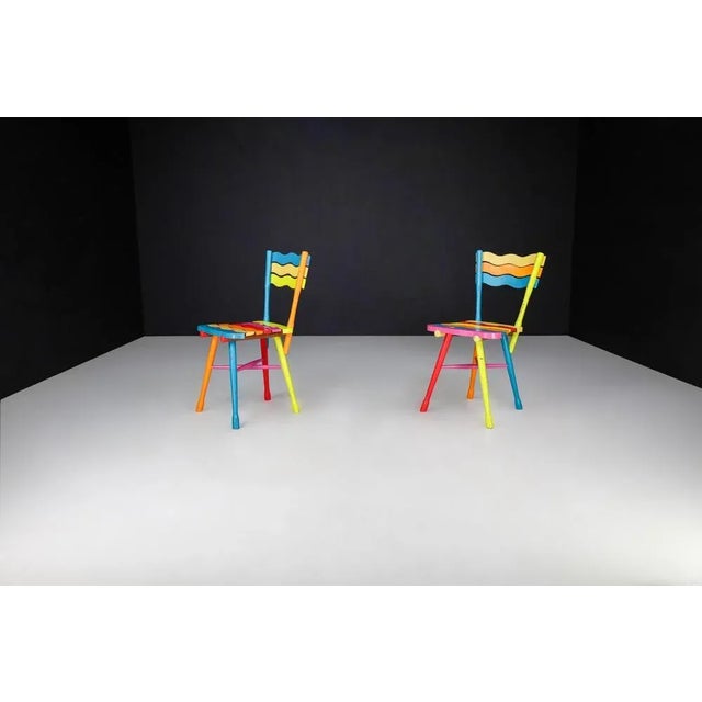 Mid-Century French Folk Art Painted Beechwood Chairs, France, 1960s, Set of 2 For Sale - Image 11 of 13
