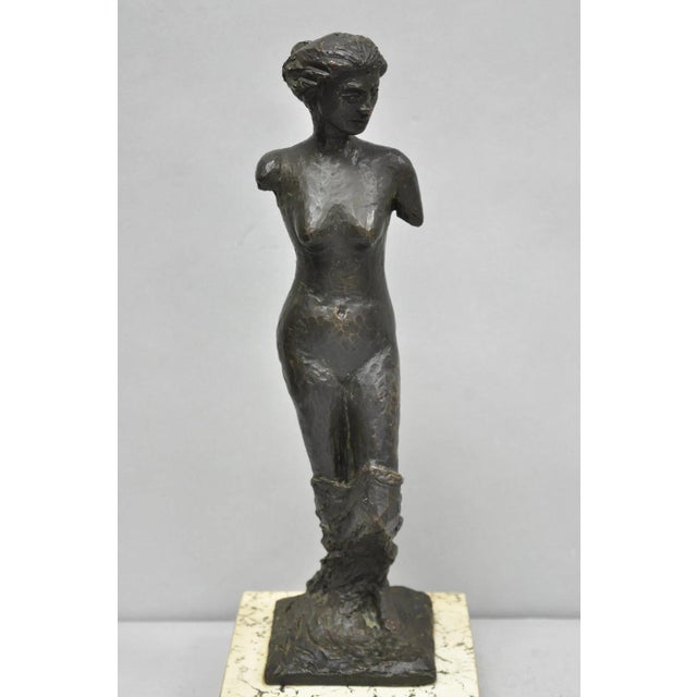 Mid 20th Century Vintage Mid Century Modern Bronze Nude Woman Sculpture Figure Signed "A Risi" For Sale - Image 5 of 18
