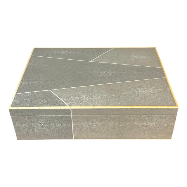 Monumental Geometric Faux Shagreen and Ivory Decorative Box For Sale