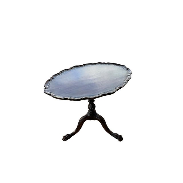 Late 19th Century Oval Topped Piecrust Mahogany Tri Legged Side Table, 1800s For Sale - Image 5 of 11
