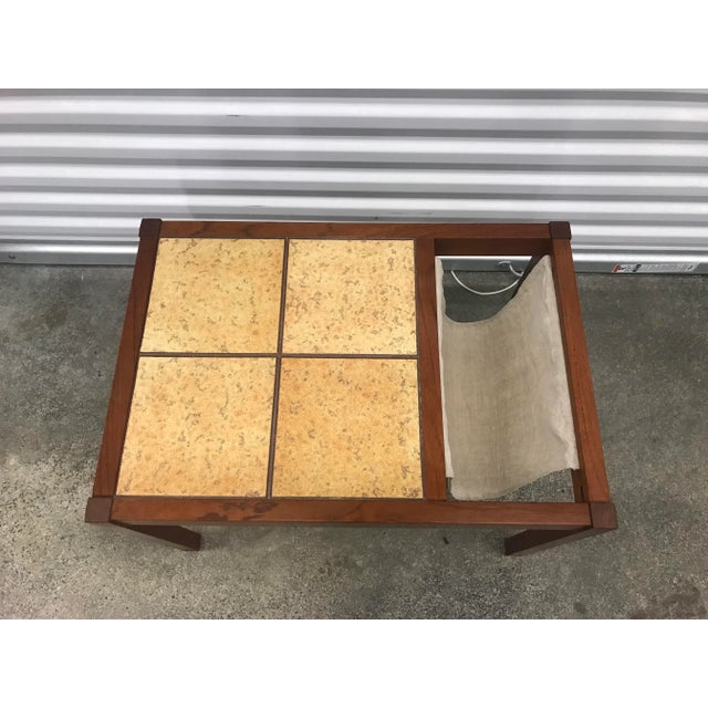1980s Danish Teak and Tile Magazine Rack Side Table . For Sale - Image 4 of 13