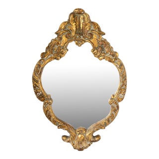 Compact Italian Gilt Wood Wall Mirror For Sale