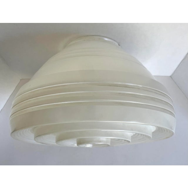1950s 1950's Art Deco Schoolhouse Style Frosted Glass Pendant Shade For Sale - Image 5 of 11