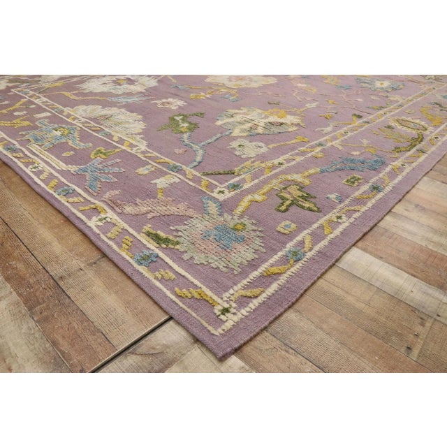 Textile Colorful Pastel Oushak High-Low Rug - 09'04 X 12'03 For Sale - Image 7 of 10