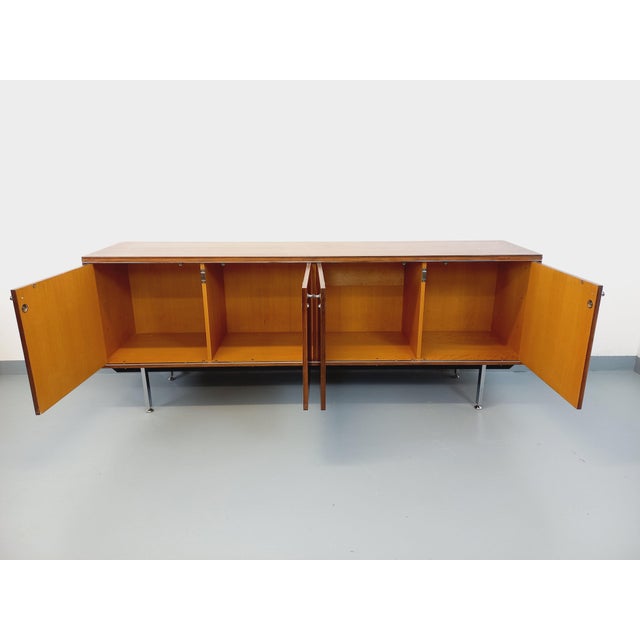Wood Vintage Sideboard in Rosewood and Chrome-Plated Metal by Alain Richard, 1960s For Sale - Image 7 of 18