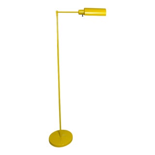 Mid Century Yellow Enameled Metal Floor Lamp For Sale
