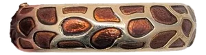 Vintage 1960s Signed Crown Trifari Brown Enamel Animal Print Bracelet, Ad Piece