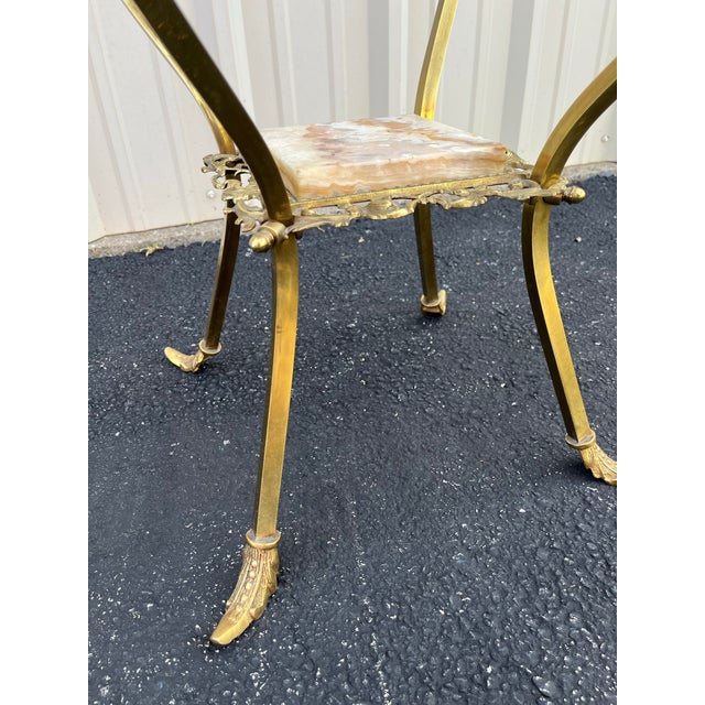 Vintage Two-Tier Brass and Onyx Planter Stand With Gallery For Sale - Image 9 of 11