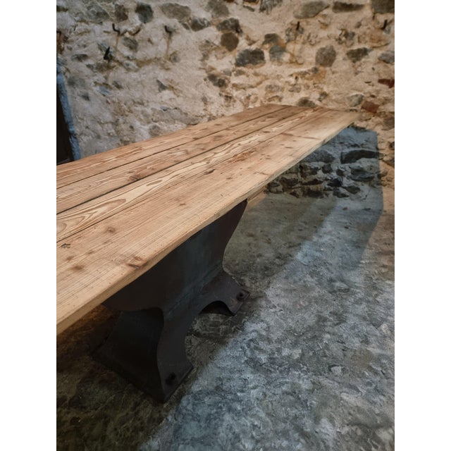 Antique Early 20th Century Industrial French Table with Cast Iron Base and Pine Top For Sale - Image 11 of 18