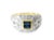 Antique 14K yellow gold sapphire and diamond filigree cluster ring featuring 4 princess-cut sapphires and sparkling round...
