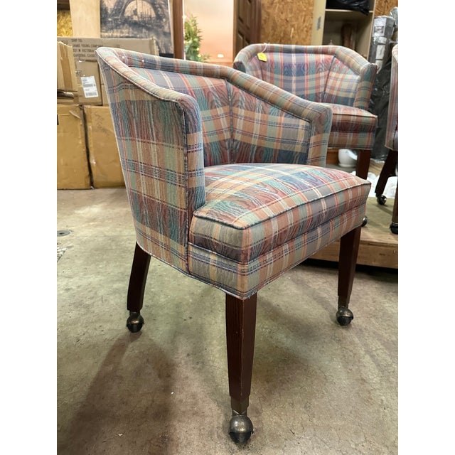 This set of fashionable game chairs are still in great shape. Made by CTH, the rounded back with upholstered inside rail...