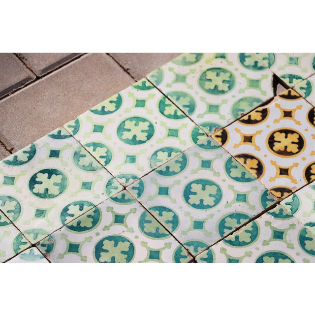 Late 19th Century Dark and Light Green Set of Nineteen Tiles, Portuguese For Sale - Image 10 of 16
