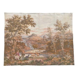 Vintage French Aubusson Style Jacquard Shepherds Tapestry, 1960s For Sale