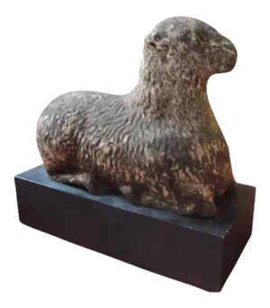 19th Century American Folk Art Carved Stone Lamb Sculpture