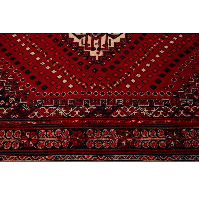 Textile Vintage Persian Shiraz Handmade Red Tribal Wool Rug For Sale - Image 7 of 9